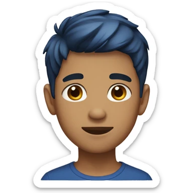 A boy with short hair dark blue hair, caramel skin sticker