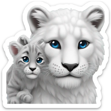 Panthère des neiges bébé avec une lolette sticker