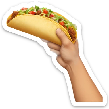 arm from elbow with a hand handing over a taco sticker