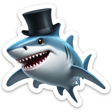 Shark with a top hat sticker