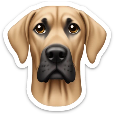Tan brownish great dane with black mouth and black ears sticker