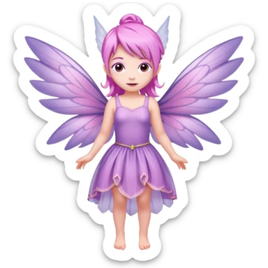 Lilac and pink fairy with wings but you can see her whole body  sticker