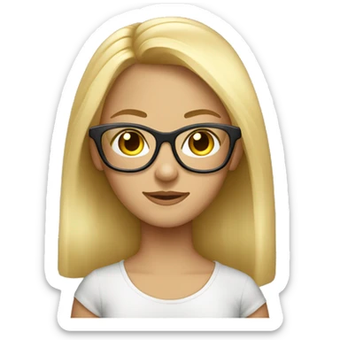 Visage ado13 ans fille blond foncé lunettes transparentes blasée sticker