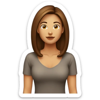 Mujer pelo marron nariz mediana con arito  cara redonda sticker