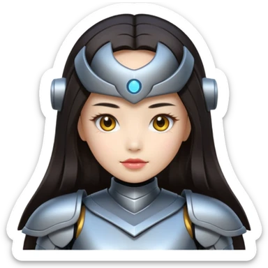 chinese babe ai robot long dark hair emoji warrior sticker