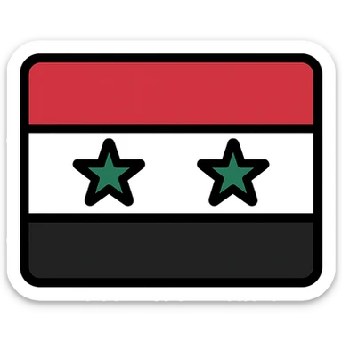 new Syrian flag concept, minimalist, geometric elements, flat icon style sticker