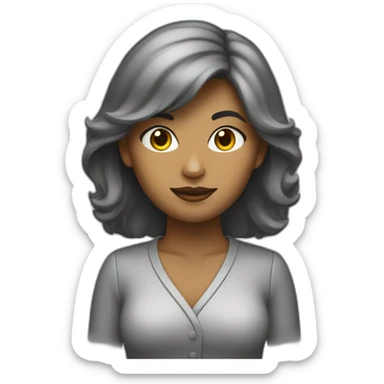 mujer mayor pelo oscuro con gato gris sticker