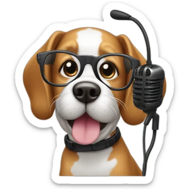 Dog-with-glasses-and-microphone-type-podcast sticker