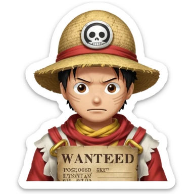 Luffy in gear five and background with wanted poster sticker