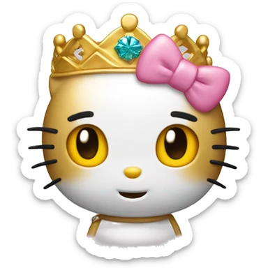 Hello Kitty con corona dorada sticker