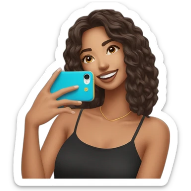 influencer taking a selfie with a product sticker