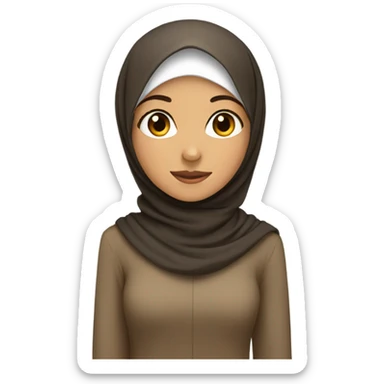 Muslim girl wearing brown hijab sticker