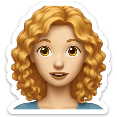 strawberry blonde lady with disheveled hair sticker