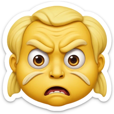 A Classic emoji, yellow character. Extreme disgust/ confusion. One eyebrow raised dramatically, while the other is furled in anger. With a deep sneer on the mouth. sticker