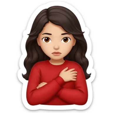 Hispanic girl with long wavy hair crossing her arms and pouting sticker