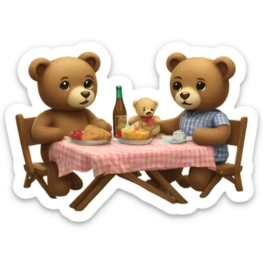 teddy bears having a picnic  sticker