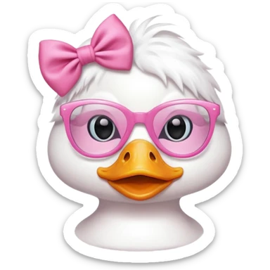 white duck with pink glasses and a pink bow sticker