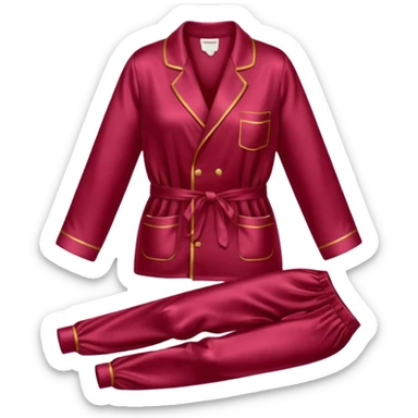Pijama de satin color rojo vino sticker