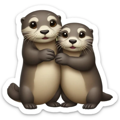 otters holding hands sticker