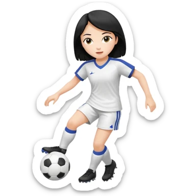 girl tha plays soccer black hair white sticker