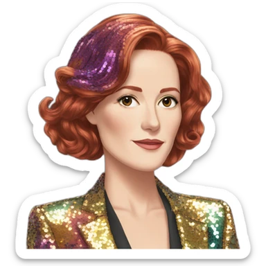 Audrey fleurot smooth hair multicolored sequined suit sticker