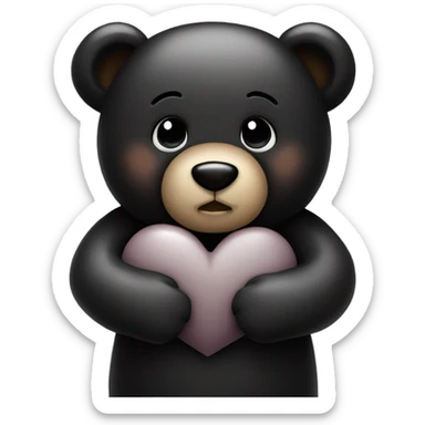 Teddy bear hugging black heart sticker