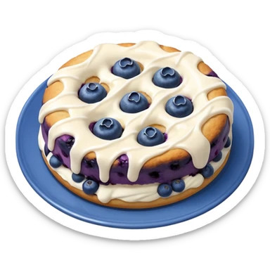 plate of 2 blueberry biscuits with white icing swirl on top sticker