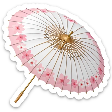A beautiful pastel pink and white Sakura parasol  sticker
