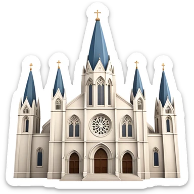 Cinematic Realistic St. Mary's Basilica Landmark Emoji, showcasing the iconic gothic church rendered with lifelike textures and soft, reverent lighting. sticker
