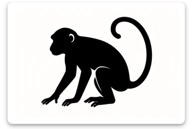 Monkey black silhouette white background sticker