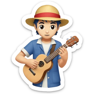 ash ketchum playing ukulele sticker