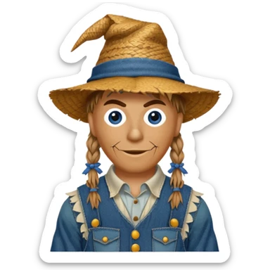 Scarecrow from the Wizard of Oz with dark blue eyes and outfit sticker