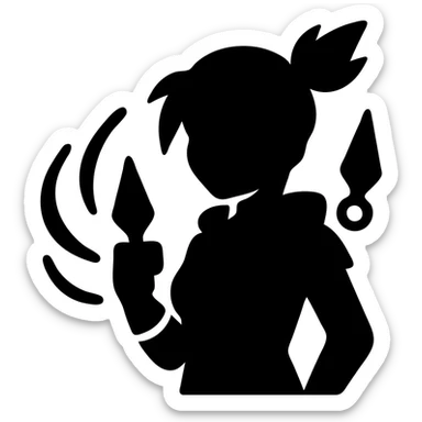 Jett from Valorant, a female character with short white hair, holding kunai knives, wind abilities sticker