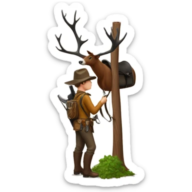 Hunter saddle hunting from a tall tree stand sticker