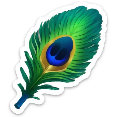 Peacock feather attached to flute sticker