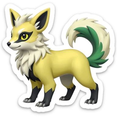 Shiny Golden Yellow Green Black Grey White Linoone-Absol-Trico-Hybrid (Full body) sticker
