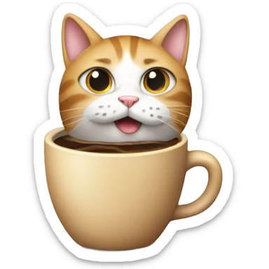 a cat with a coffee sticker