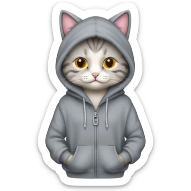 Cat wearing long hoodie sticker