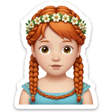 fat redhead kid with braids and floral tiara sticker