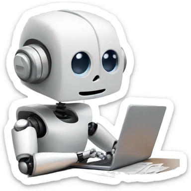 Cute FinTech Robot Calculating Bills in Mind sticker