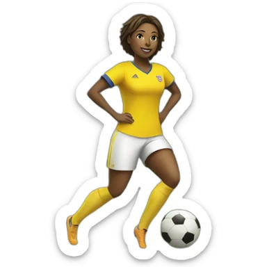 A woman playing soccer wearing a yellow jersey  sticker