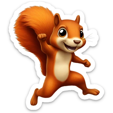 jumping orange burnt squirrel sticker