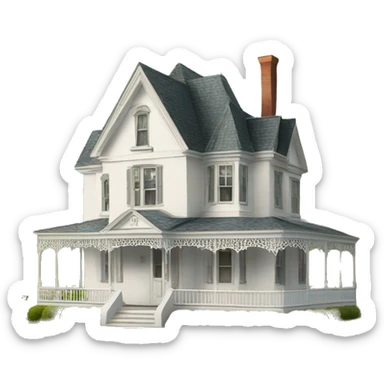 White Victorian house out in the country  sticker