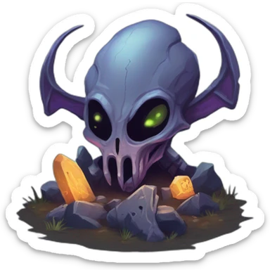 alien graveyard scifi roguelike rpg style inspired by slay the spire digital art sticker