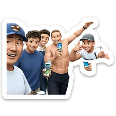 outdoor boys group smiling sticker