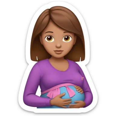 pregnant woman with brown hair and light brown skin sticker