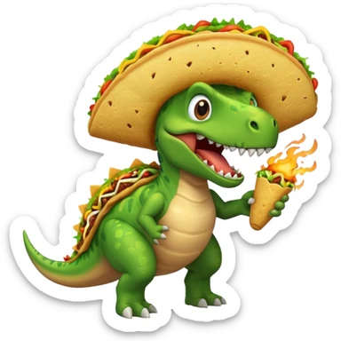 Dinosaur farting out a explosion with a taco in hand  sticker