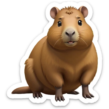 cinematic-capybara-realistic-full-body-on-all-fours-emoji,-plump-and-relaxed-body-soaking-in-the-warm-sun,-short-brown-fur-slightly-ruffled,-head-tilted-dramatically,-calm-expressive-eyes-exuding-serene-wisdom,-simplified-yet-realistic head tilted confidently staring at the camera in a comical way sticker