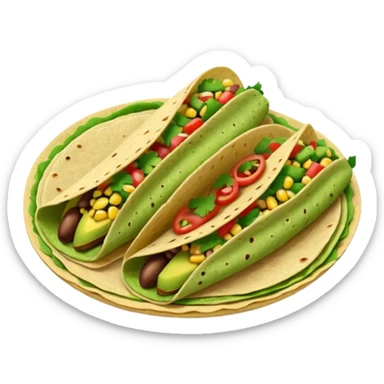 Mexican tacos filled with nopales, beans, and avocado, in soft corn tortillas sticker
