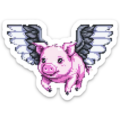 flying pig with wings sticker